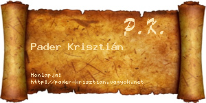 Pader Krisztián névjegykártya